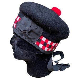 New Scottish Balmoral Diced Black Tartan Threads Wool Gents Hat